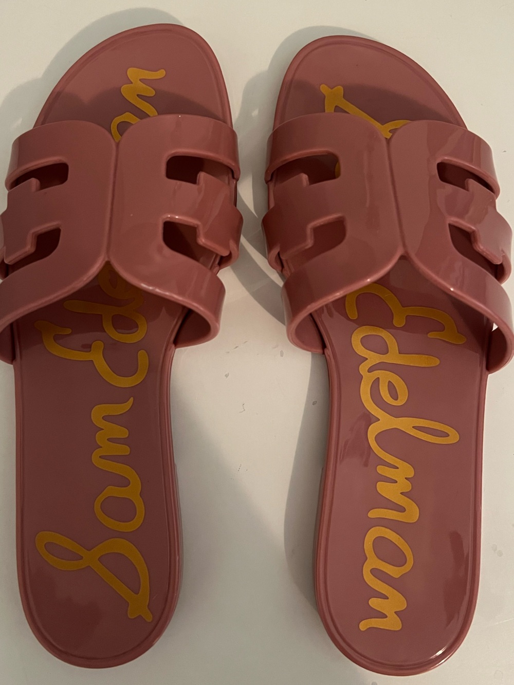 Sam Edelman Mauve Pink Slide Sandals with Logo Insole